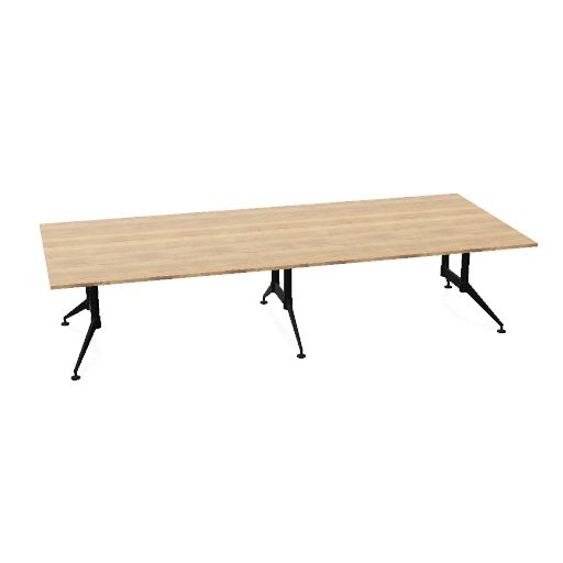 Conferenza 140x340 (Bladdecor: DF - Halifax Oak | Poot kleur: Zwart)