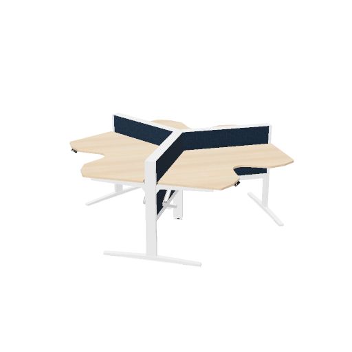 MAX T-Range wing 120cm (cluster van 3) (Pootkleur : Wit | Bladdecor: Gebleekt eiken | Range: Harmony | Kleur: 602 | Priceclass: Stofgroep 1 | Verstelbaarheid: E-drive Zit-sta)