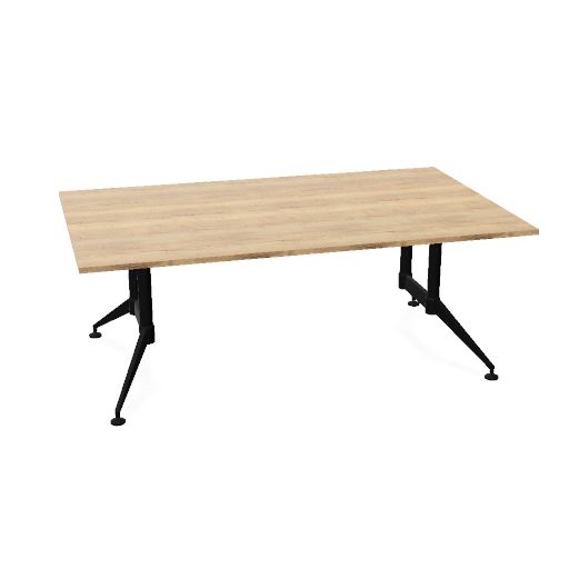 Conferenza 120x200 (Bladdecor: DF - Halifax Oak | Poot kleur: Zwart)